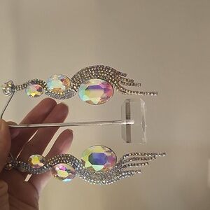 Vintage AB (Aurora Borealis) Crystal Tassel Drop Earrings